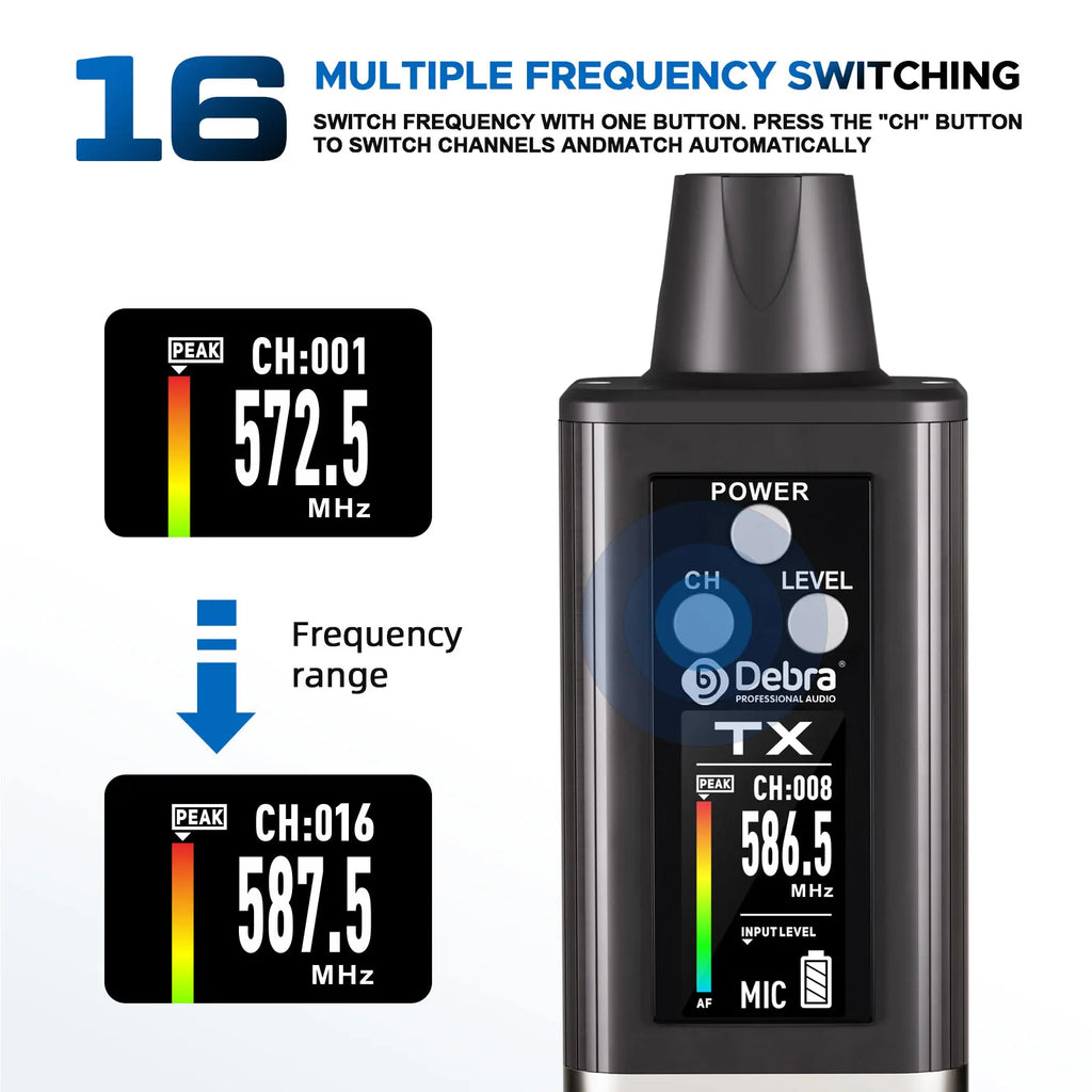 EMX-1 Wireless Monitoring System, Portable UHF Rechargeable Wireless System for Musical Instruments, Dynamic Wired Microphone