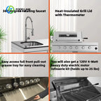 Customized Outdoor Kitchen Set 304 Stainless Steel Weatherproof Outdoor Kitchen Cabinets with Built-in Gas Grill
