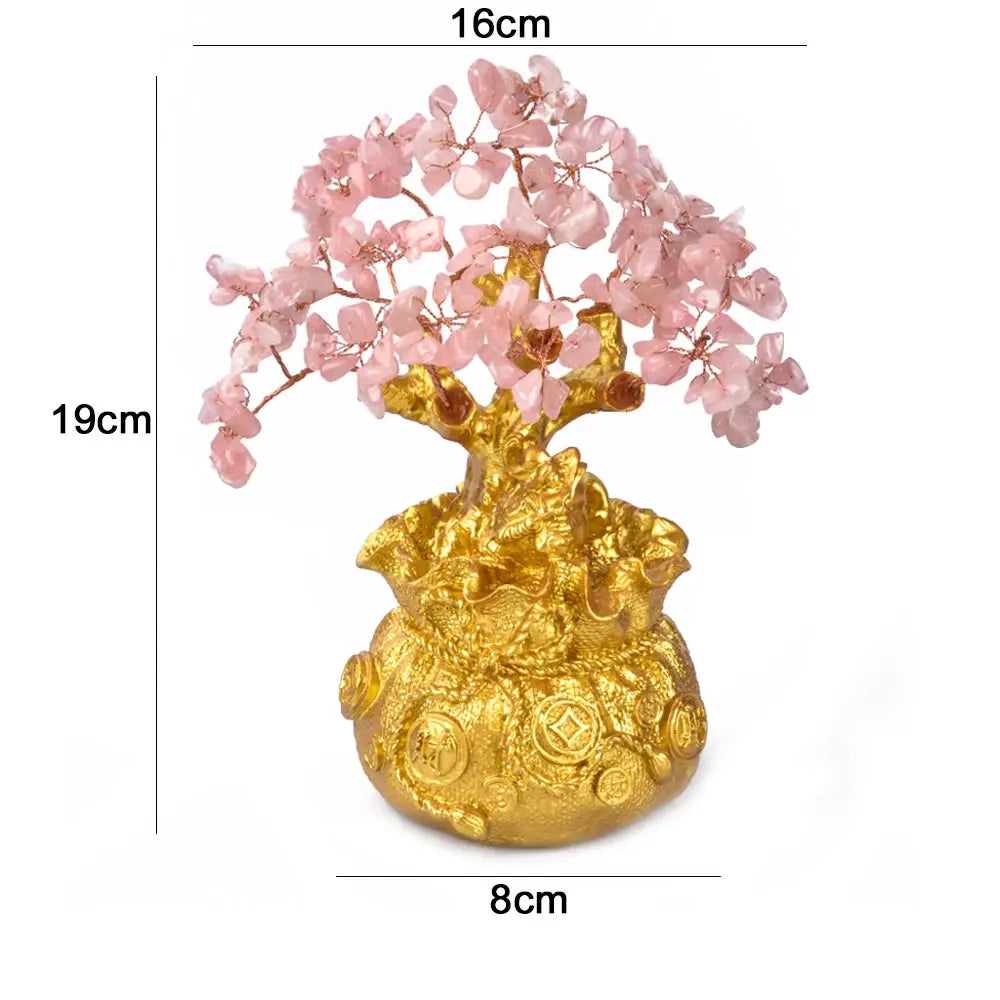 Lucky Money Tree Chinese Gold Ingot Crystal Fortune Tree Ornament Wealth Ornament Home Office Table Decoration Tabletop Crafts