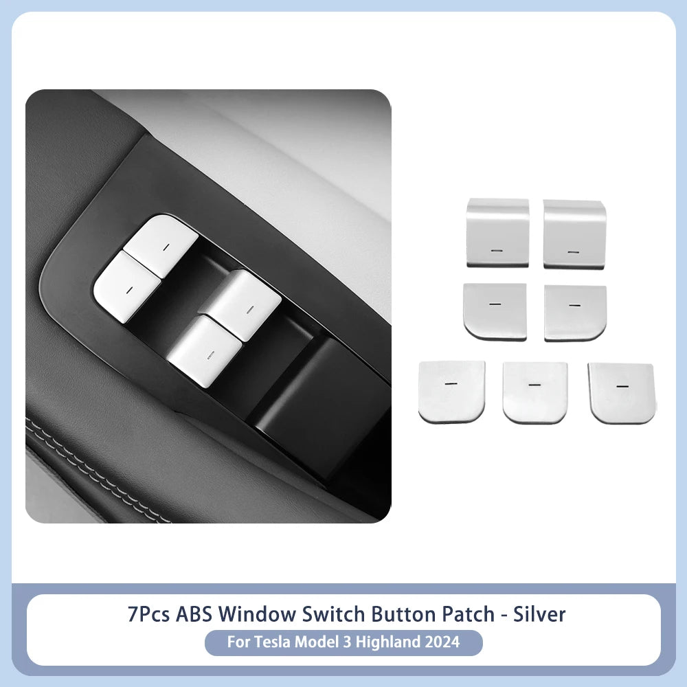 Window Switch Sticker For Tesla Model 3 Highland 2024 Door Handle Open Lift Button Cover Trim Panel ABS Car Interior Accessories