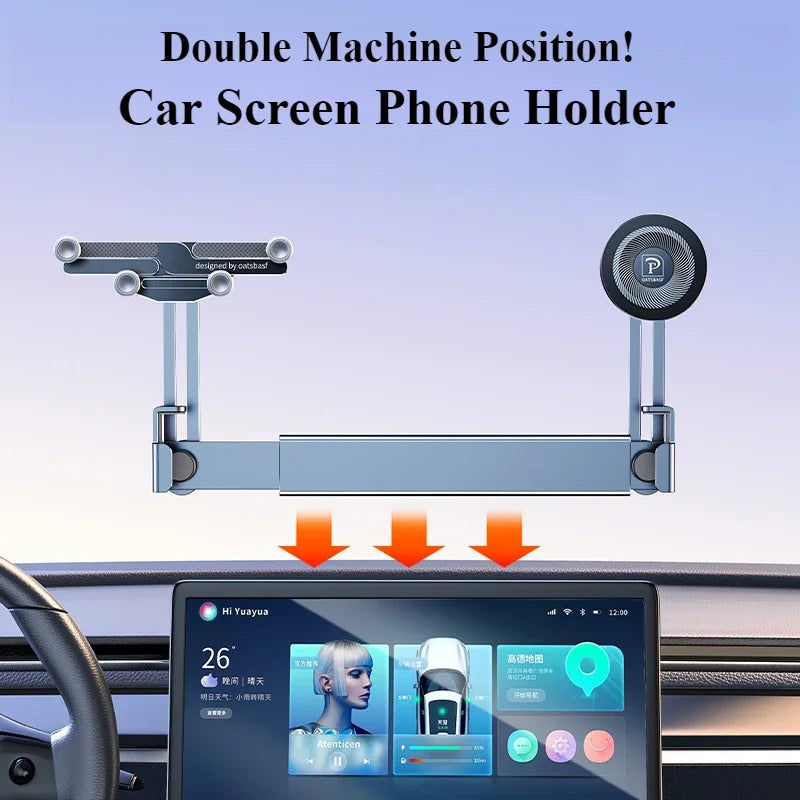 Hipacool Dual-position Car Screen Phone Holder Bracket Aluminum Alloy Adjustable for Tesla Model 3 Highland Y Car Accessories