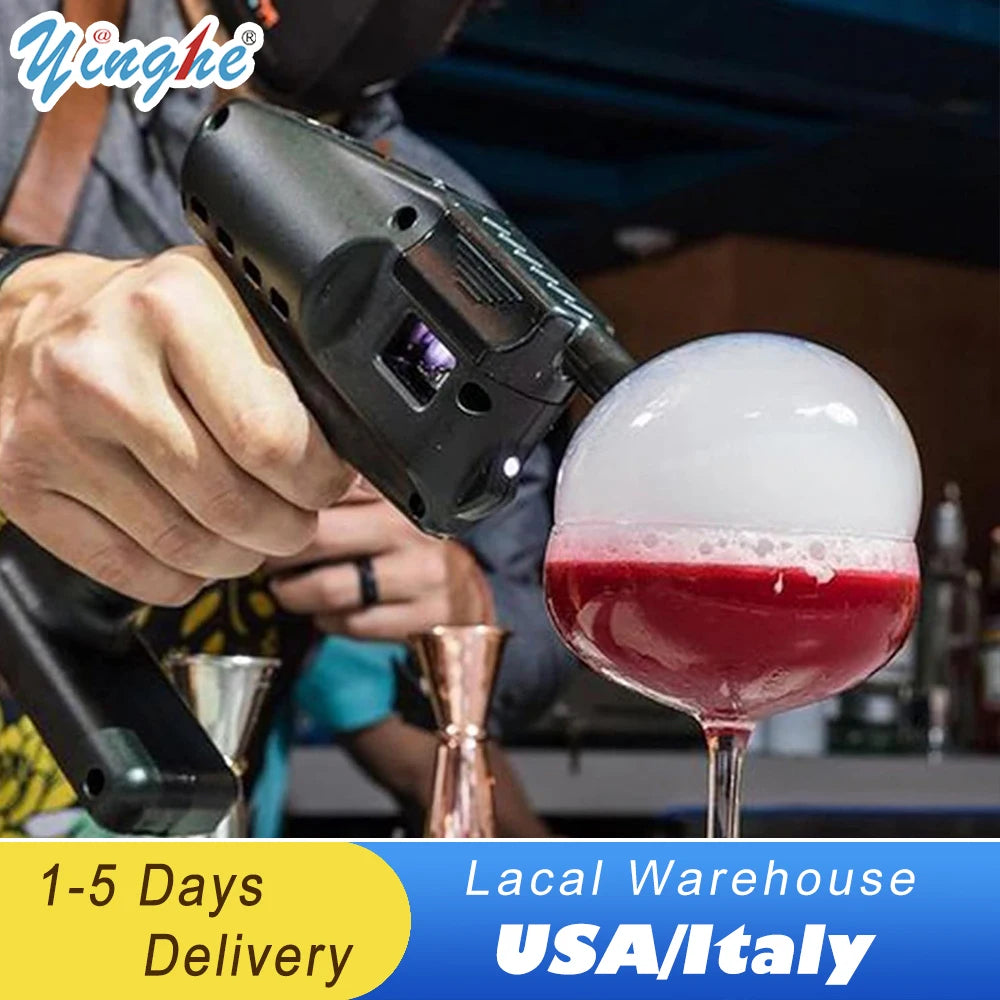 Bar Wine Mixer Hand-Held Smoked Bubble Gun Smudging Machine Smoke Making Machine Cocktail Molecular Cuisine Bubble Machine