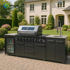 Customized Outdoor Kitchen Garden Outdoor Furniture Set Stainless Steel Outdoor Kitchen Bbq Island with Built-in Gtill & Sink