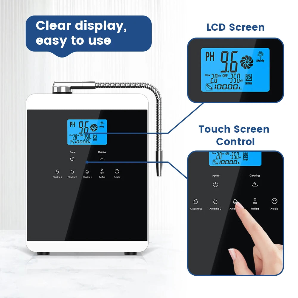 11 Plates Platinum Coating Alkaline Water Ionizer Machine Household PH