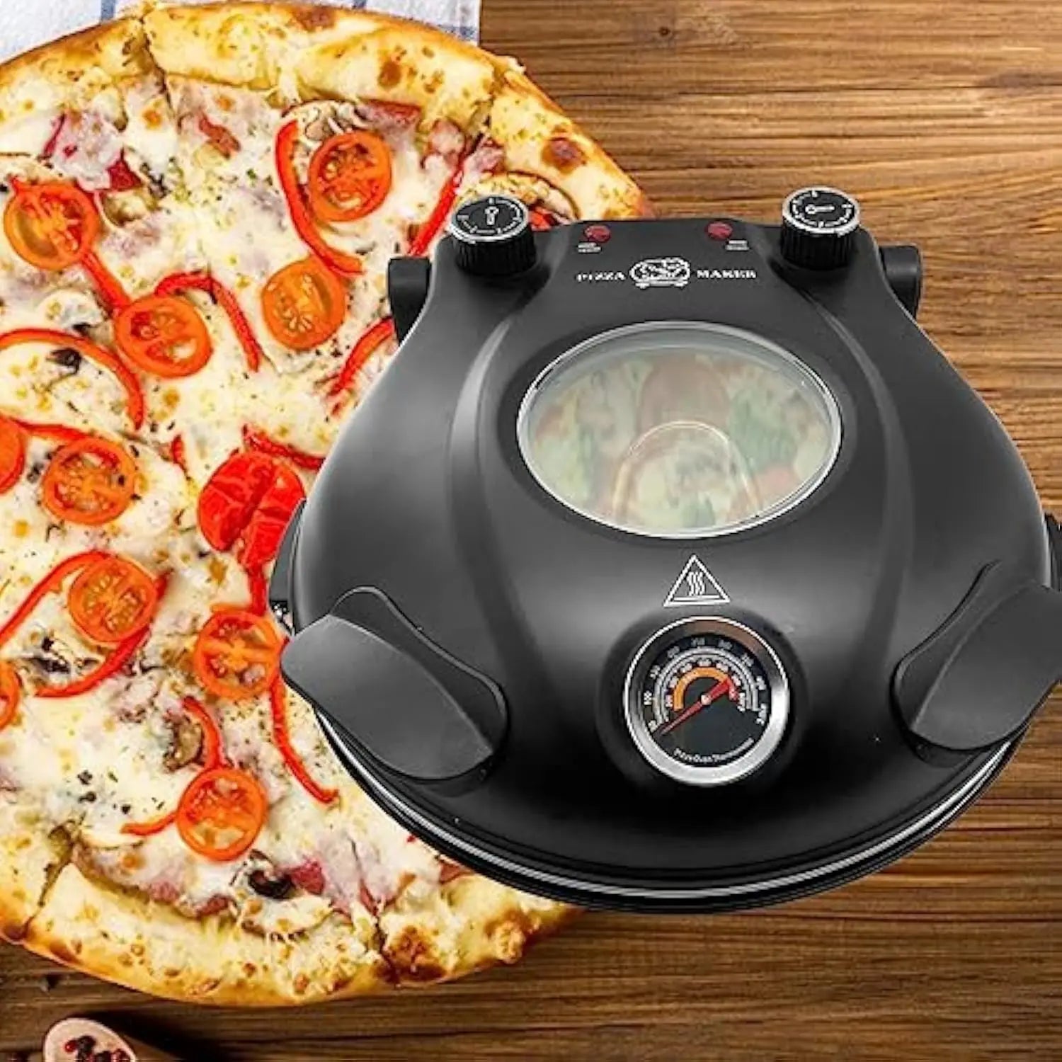 Klaif Electric Pizza Maker, 420℃, 1200 Watt, 5 Separate Temperature Levels, Flame Resistant Stone Plate 1200W 31cm