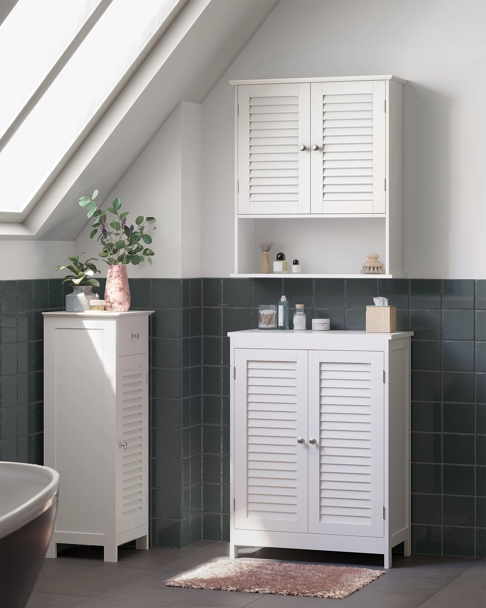 VASAGLE Bathroom Wall Cabinet, Wall-Mounted Bathroom Storage Cabinet, Medicine Cupboard with Adjustable Shelf