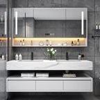Light Luxury Panel Intelligent Bathroom Cabinet Meuble Rock Salle De Bain Wood Washbasin Double Basin Bathroom Cabinet Home