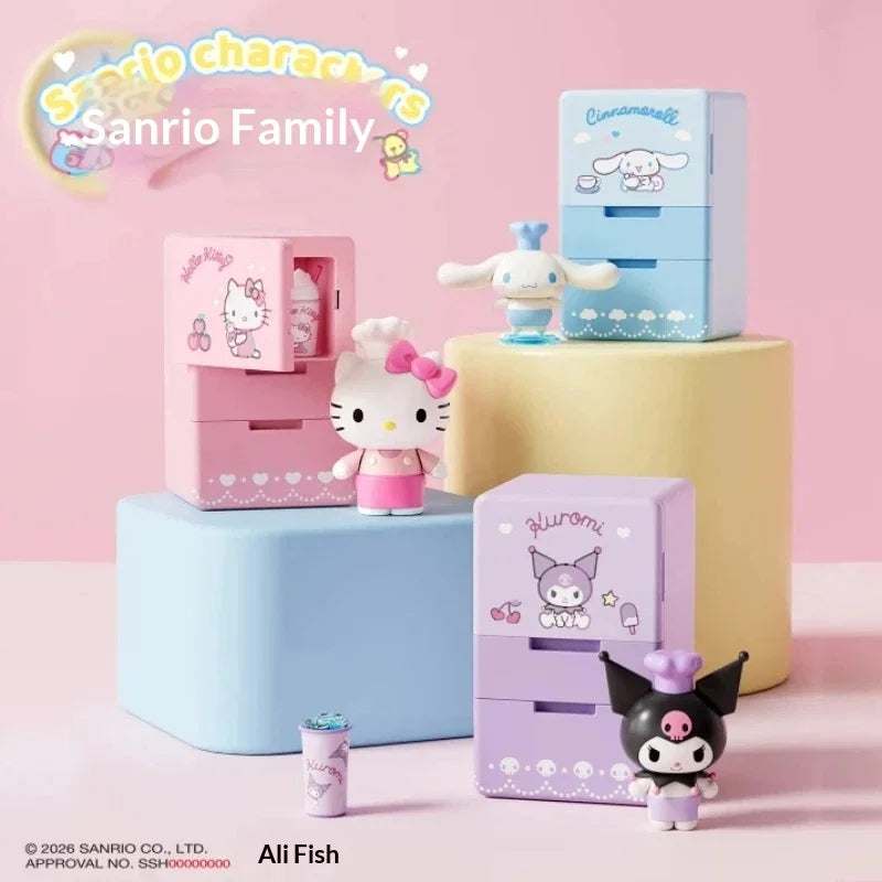Sanrio Kitchen Series Blind Box Hello Kitty Kuromi Cinnamoroll Cute Mini Simulation Food Toy Playset Collectible Gift For Fans
