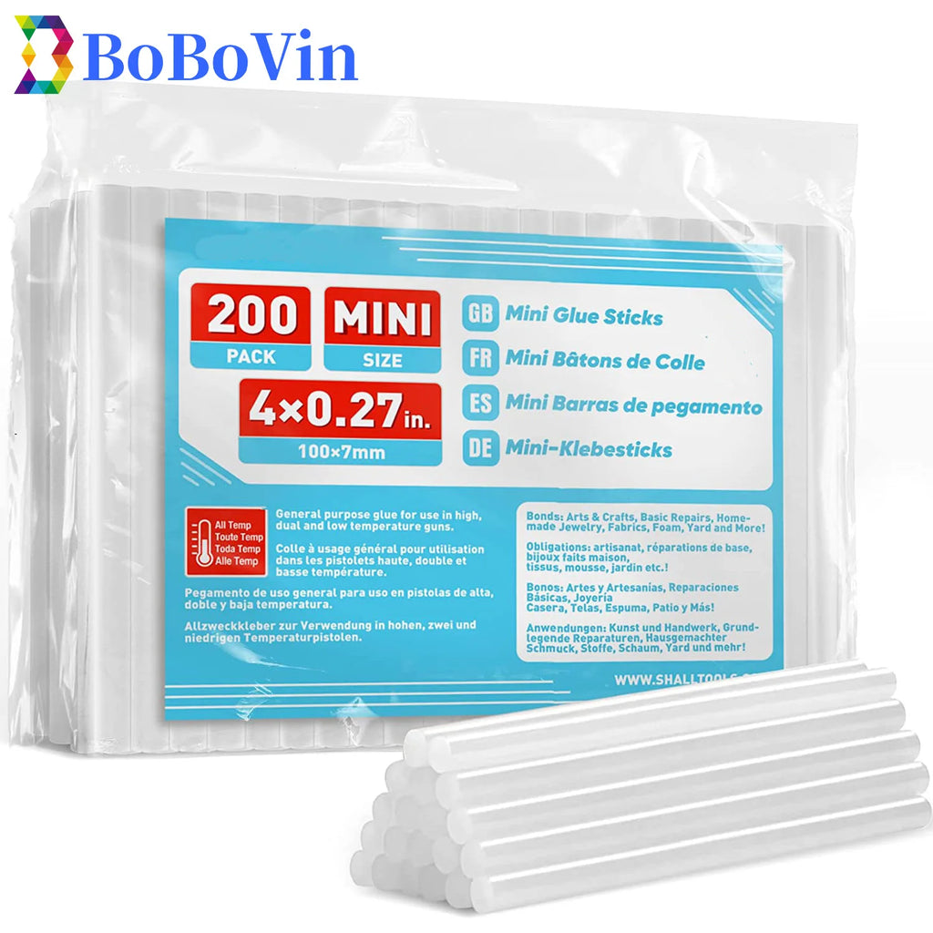 Mini Hot Glue Sticks 50 100 200 400 Pcs, 7x100mm High Adhesive Multipurpose for Kid Adult DIY Art Craft Gluing Repairing