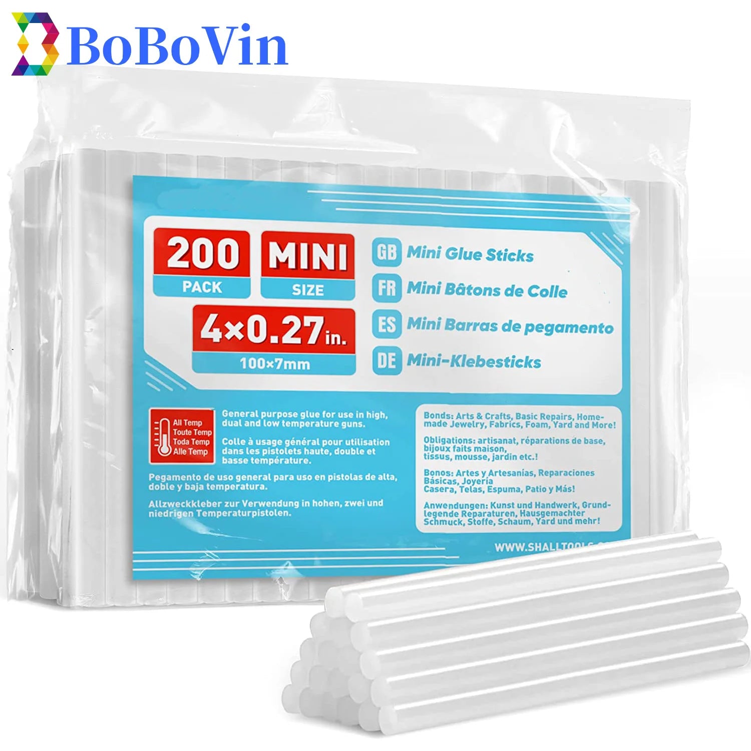 Mini Hot Glue Sticks 50 100 200 400 Pcs, 7x100mm High Adhesive Multipurpose for Kid Adult DIY Art Craft Gluing Repairing