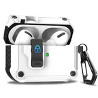 Dual Protective Case for AirPods Pro 2 and AirPods 4 2024 with Locking Clip Carbon Fiber Shockproof Keychain Magnetic Lid
