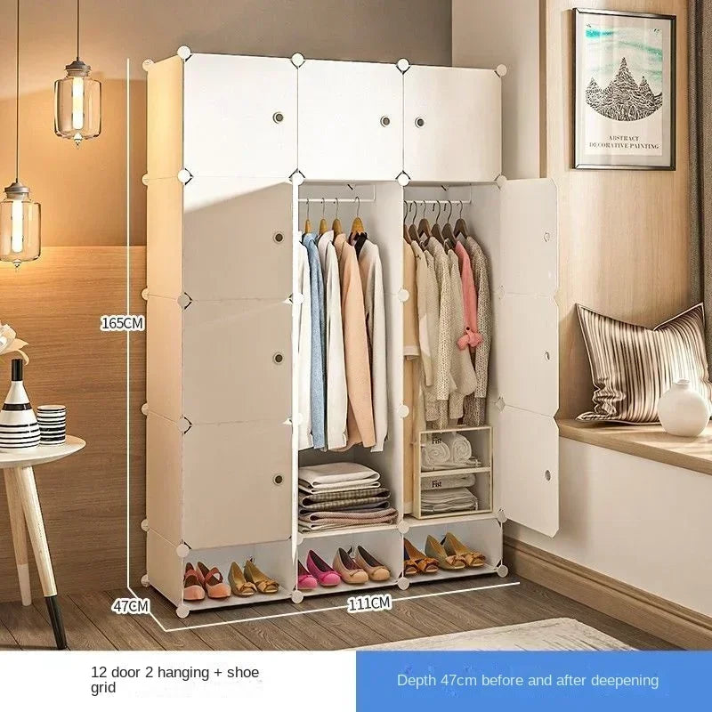 Simple Wardrobe Clothes Folding Cabinets Dressers Cube Storage Locker Plastic Collapsible Dustproof Home Bedroom Furniture