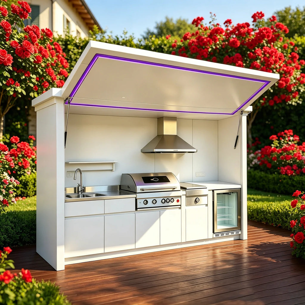 2026 Top-Selling Sleek Outdoor Kitchen System with Complete Appliances, Durable Weatherproof Custom Garden BBQ Kitchen Cabinet