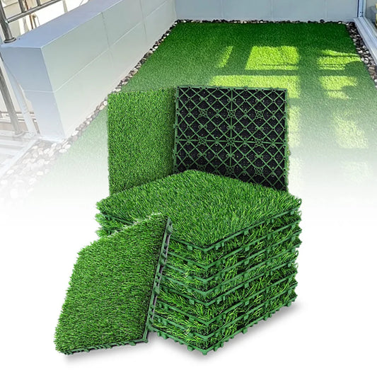 10-Pack Interlocking Artificial Grass Deck Tiles (12"x12")