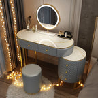 Nordic vanity chair white bedroom LED light Dresser storage cabinet makeup Dressing table light mirror stool bedroom furniture