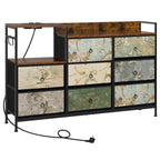 Chest of Drawers with 8 Fabric Drawer Sideboard Storage Cabinet for Kitchen Office with Charging Sockets Steel Frame 132x88x30cm
