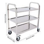3 Floors Stainless Steel Serving Trolley Transport Cart  Kitchen Roller