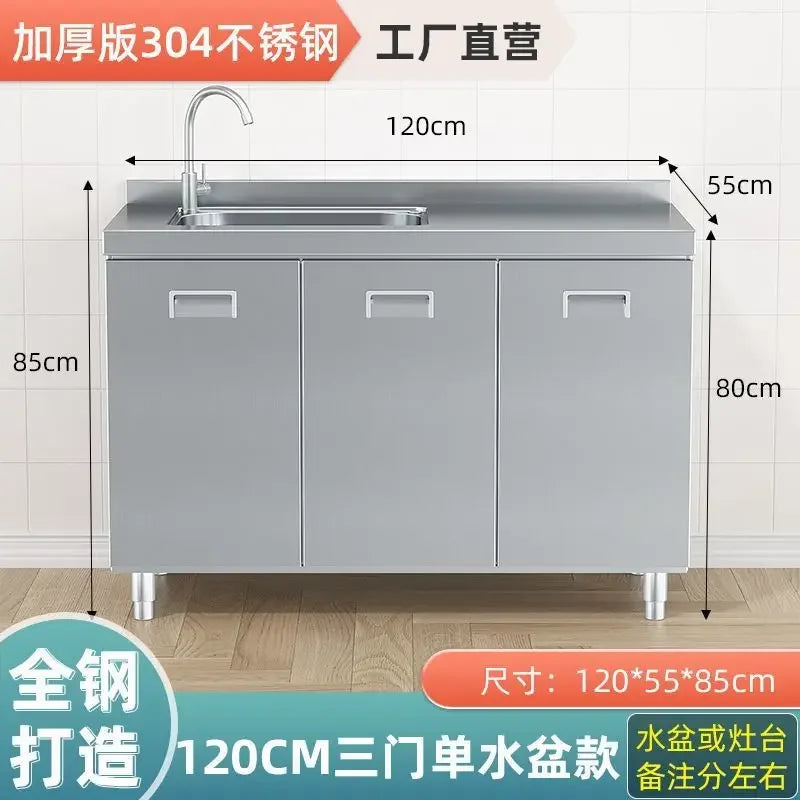 304 Stainless Steel Sideboard Kitchen Multi-door Cabinet Cupboard Dining Room Locke Kitchen Storage Adjustable Shelf Cabinet