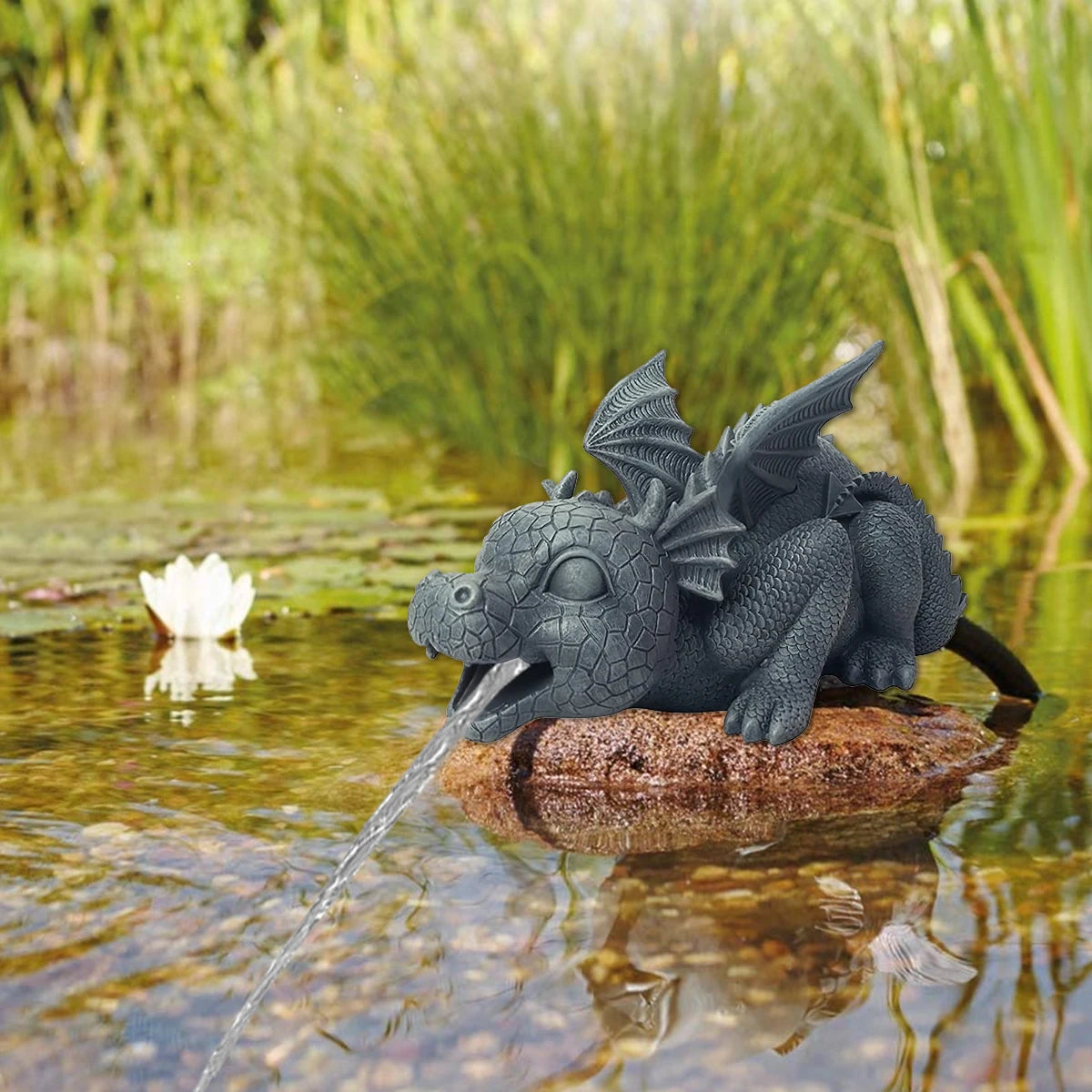 Garden Resin Statue Realistic Spouting Water Dragon Sculpture Decorations for Home Outdoor Courtyard Tabletop Decor Sculpture