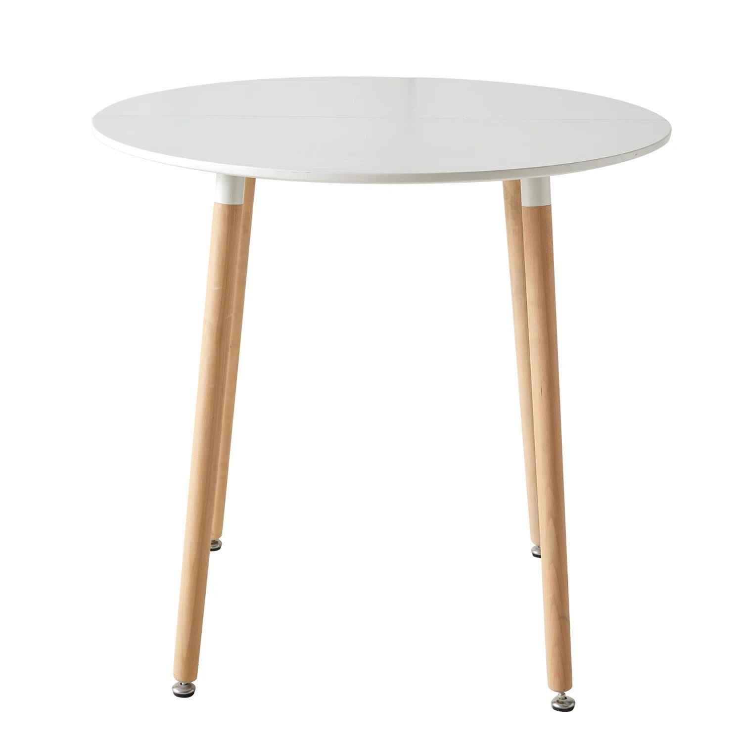 EGOONM Modern Round Dining Table Nordic Scandinavian MDF Top Solid Beech Legs for Living Room Dining Room White