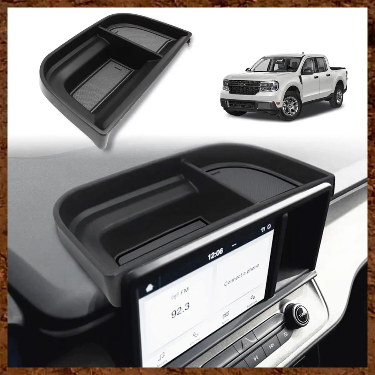 Dashboard Storage Tray Compatible with Ford Maverick 2024 2022-2023 Maverick & Hybrid XL XLT Lariat Accessories (Black)
