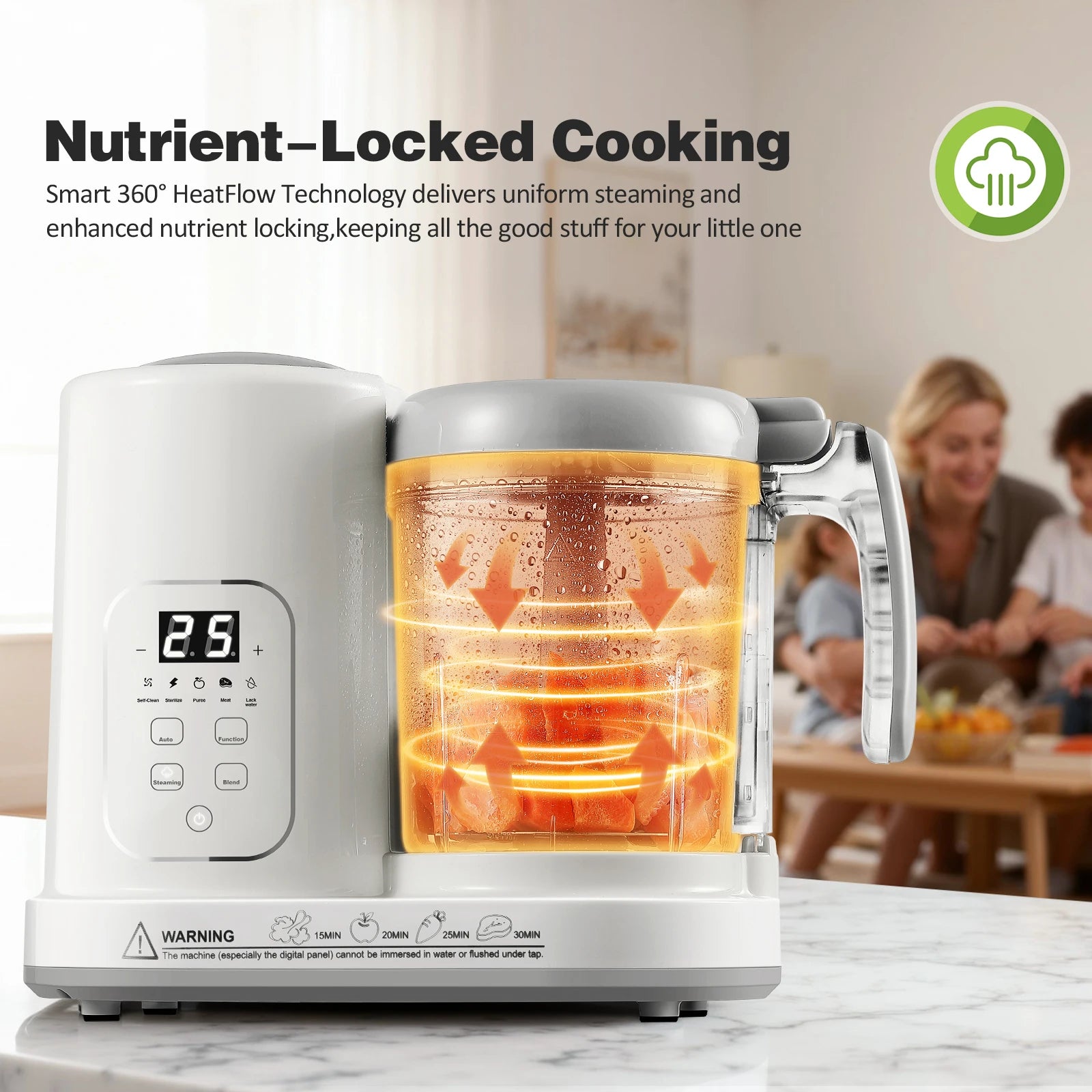 4-in-1 Auto-Clean, BPA-Free, for 4-12 Months Baby Food Maker Steamer Blender