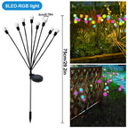 LED Firefly Light Warm White RGB Solar Powered Swaying Lights Outdoor Waterproof Fairy Garden Light for Yard Patio Decoration