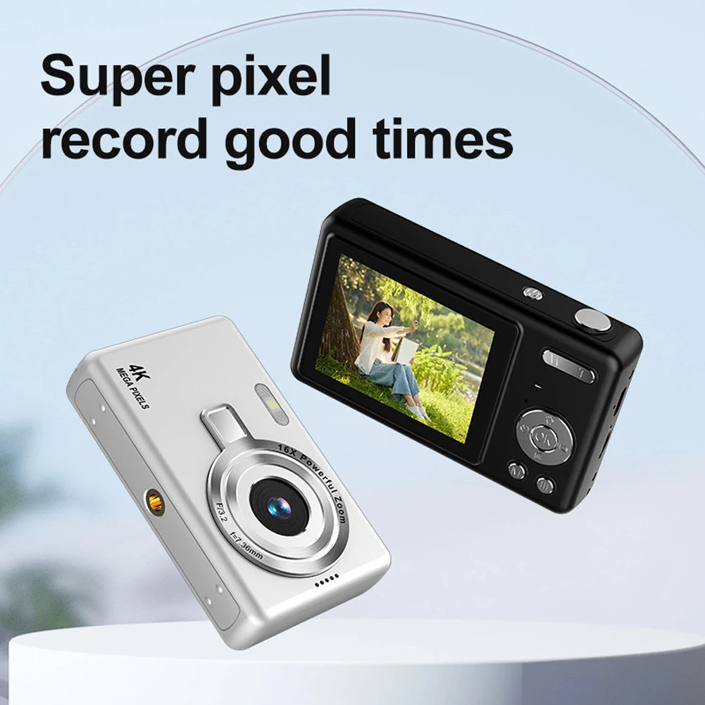 4K HD 1080P Portable Vlogging Camera 16X Zoom Autofocus Vlogging Camera Anti-Shake 2.4 Inch IPS Screen for Photography and Video