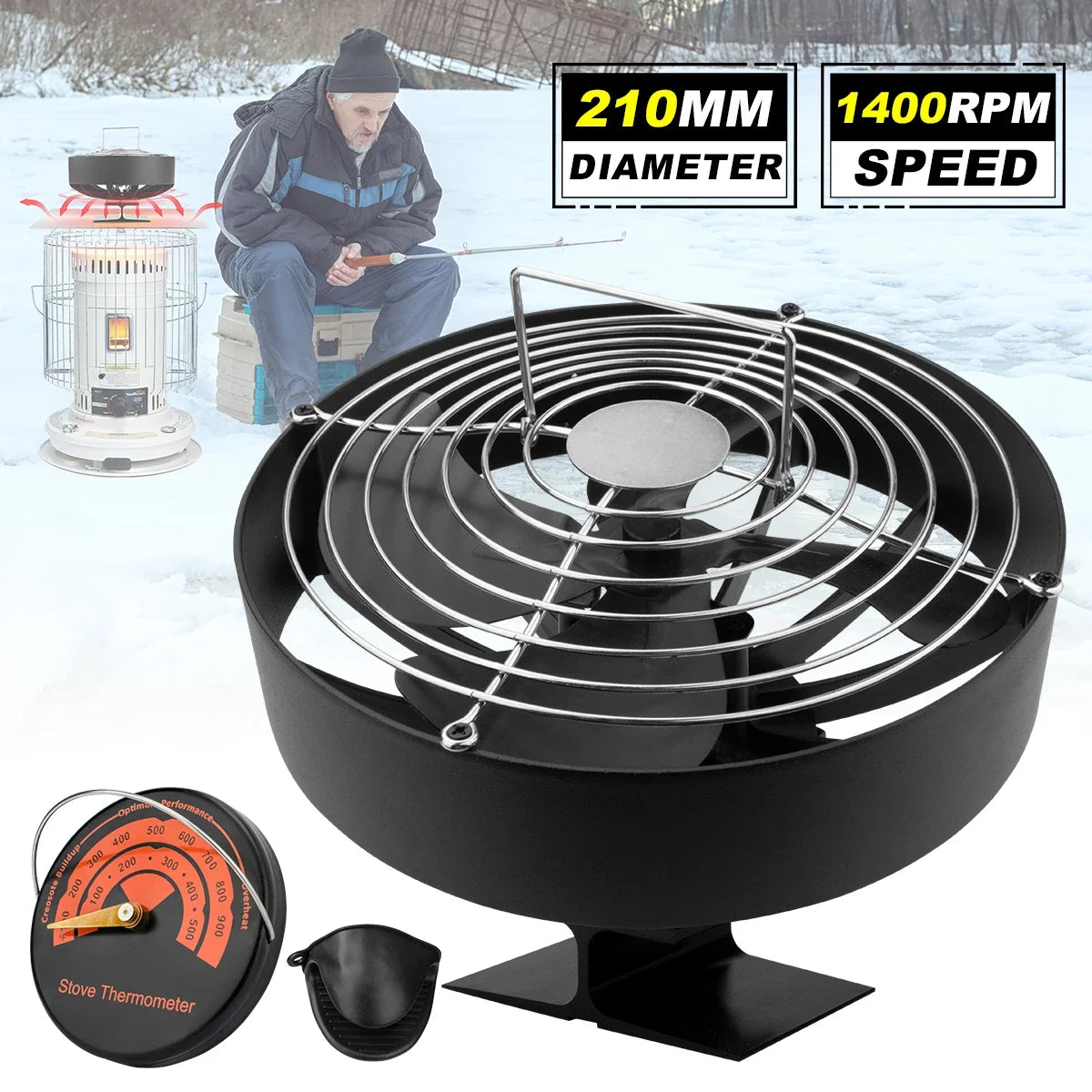 4 Blades Stove Fan Heat Powered Fireplace Fan Log Wood Burner Eco-fan Quiet Fireplace Fan Home Winter Warm Heat Distribution무동력팬