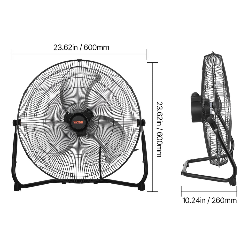 VEVOR Floor Fans 3 Speeds High Velocity Heavy Duty Industrial Fan 4800