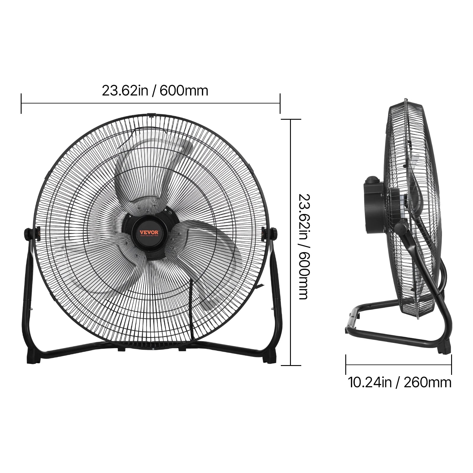 VEVOR Floor Fans 3 Speeds High Velocity Heavy Duty Industrial Fan 4800