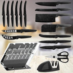 18pcs Kitchen Knives Set Stainless Steel Meat Cleaver Household Chef's Knife Steak Knife Kitchen Scissors Knife Sharpener