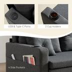 3-in-1 56" Convertible Sofa Bed: Loveseat Sleeper with Cup Holders, USB – Living Room, Bedroom, Apartment