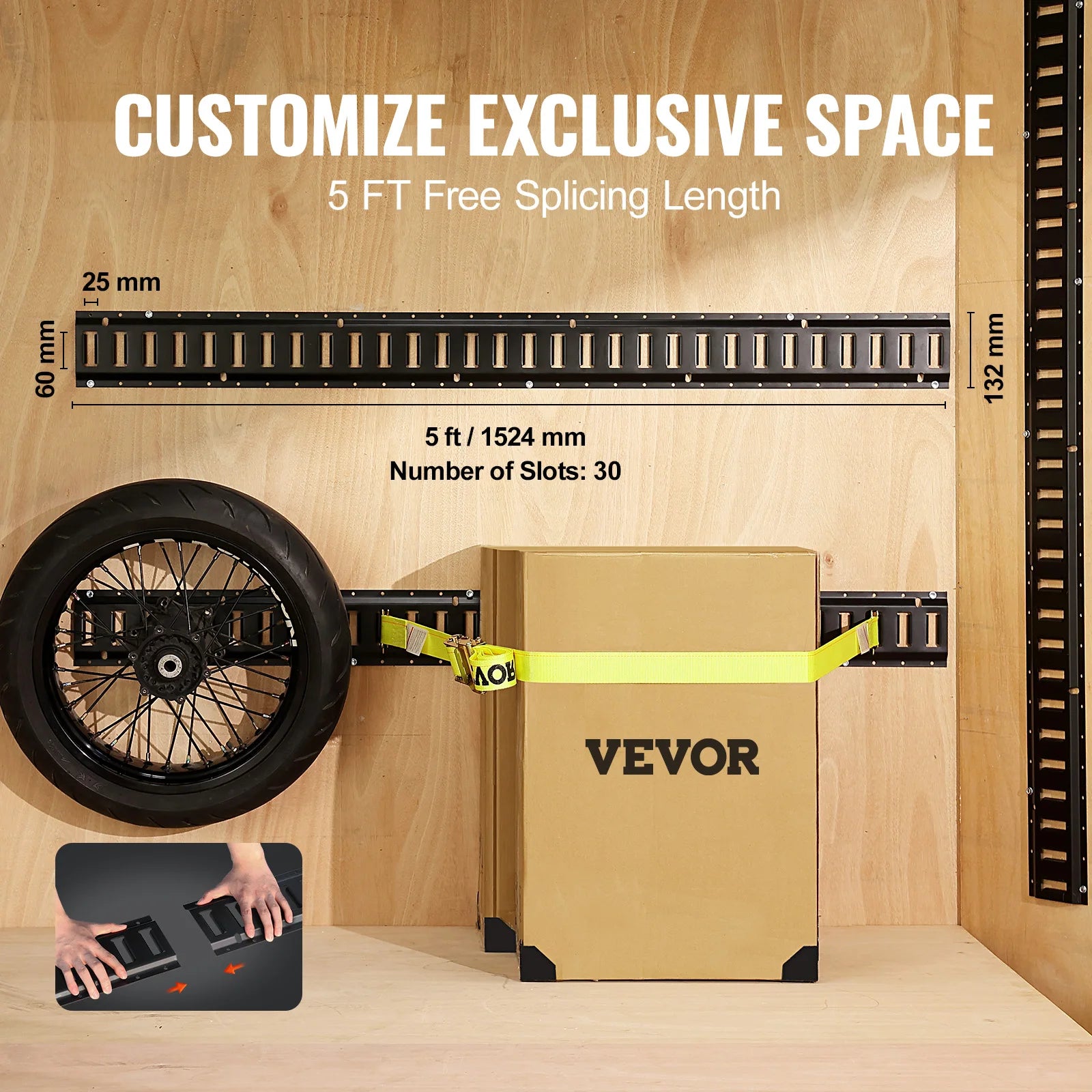 VEVOR 2ft 5ft E Track Tie Down Rail Kit 4 Pack Secure Cargo 2000 lbs Etrack Rails with Screws for Garages Trailers  ATV Mounting