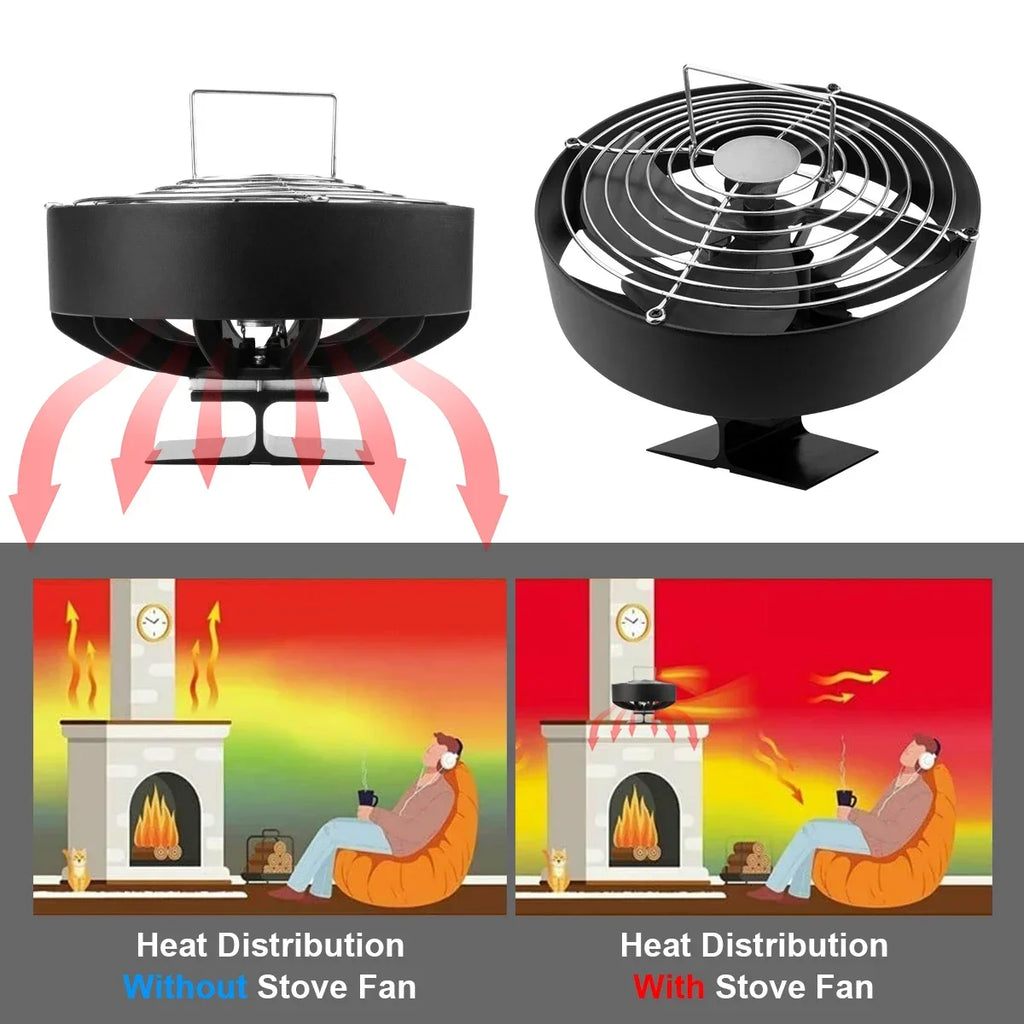 4 Blades Stove Fan Heat Powered Fireplace Fan Log Wood Burner Eco-fan Quiet Fireplace Fan Home Winter Warm Heat Distribution무동력팬