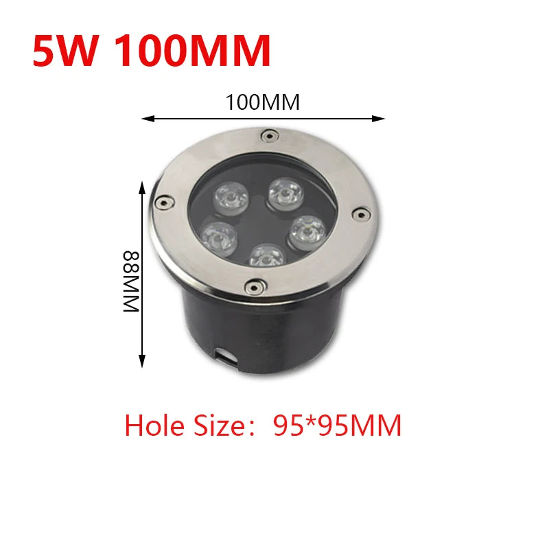 LED Garden Light Underground 3W 5W 7W 10W Waterproof IP67 Outdoor Floor Recessed Spotlight Outside Deck Lighting 220V DC12V24V