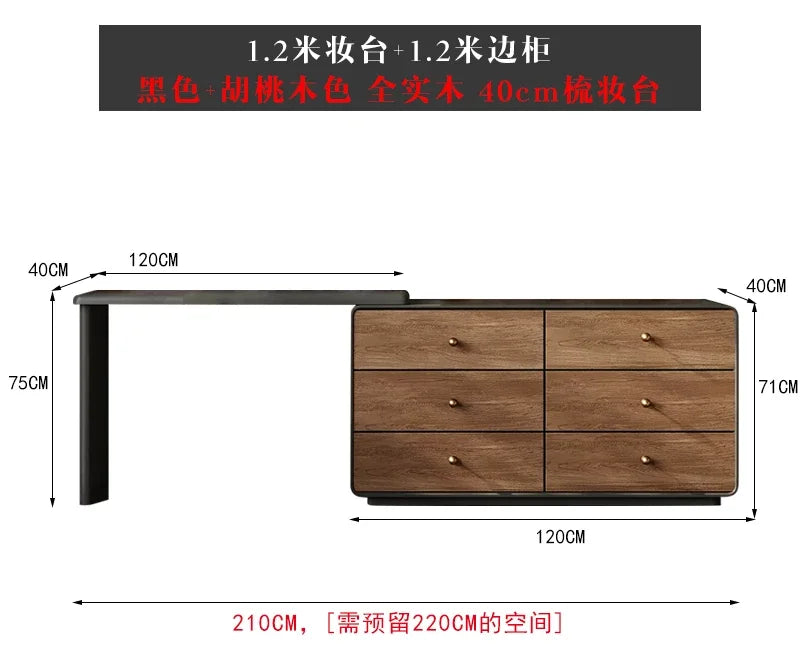 FG11Medieval style new all-solid wood dresser walnut color black retro