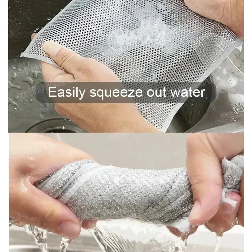 Thickened Cleaning Cloth, Kitchen Rag, Stainless Steel Cleaning Cloth, Suitable For Cleaning Kitchen Oil Stains/5pcs