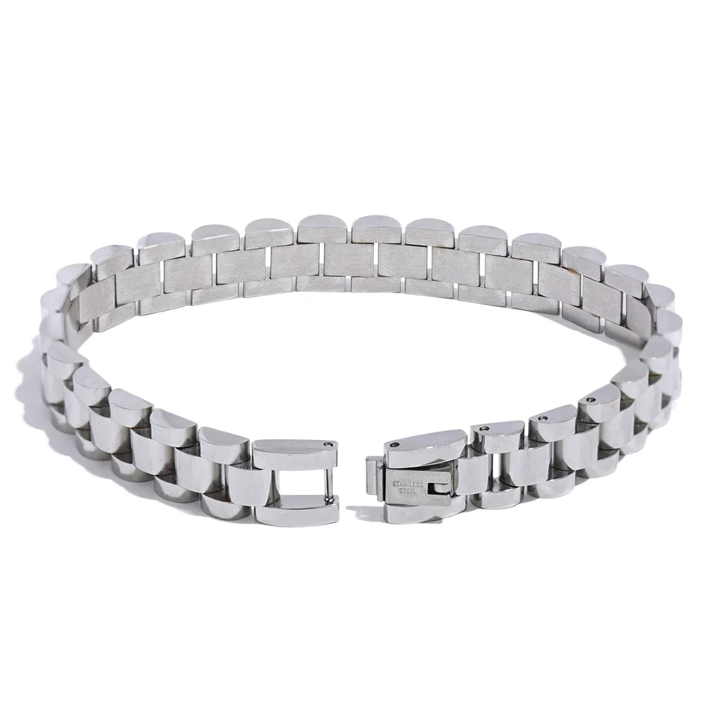 Yhpup Stainless Steel Chain Bracelet - Simple 18K Gold Plated Heavy Metal Fashion Jewelry for Men & Women | AlluCanFind