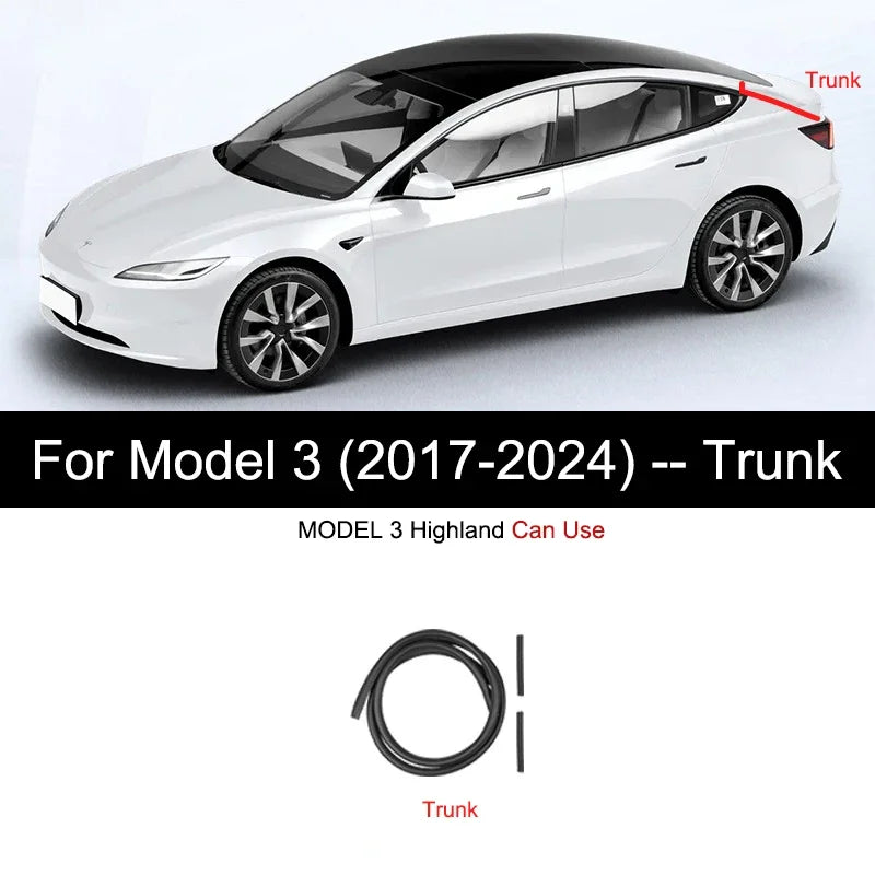 For Tesla Model Y 2021-2024 Door Seal Strip Kit Soundproof Rubber Weatherstrip for Model 3 B-Pillar Sealing Set Noise Reduction