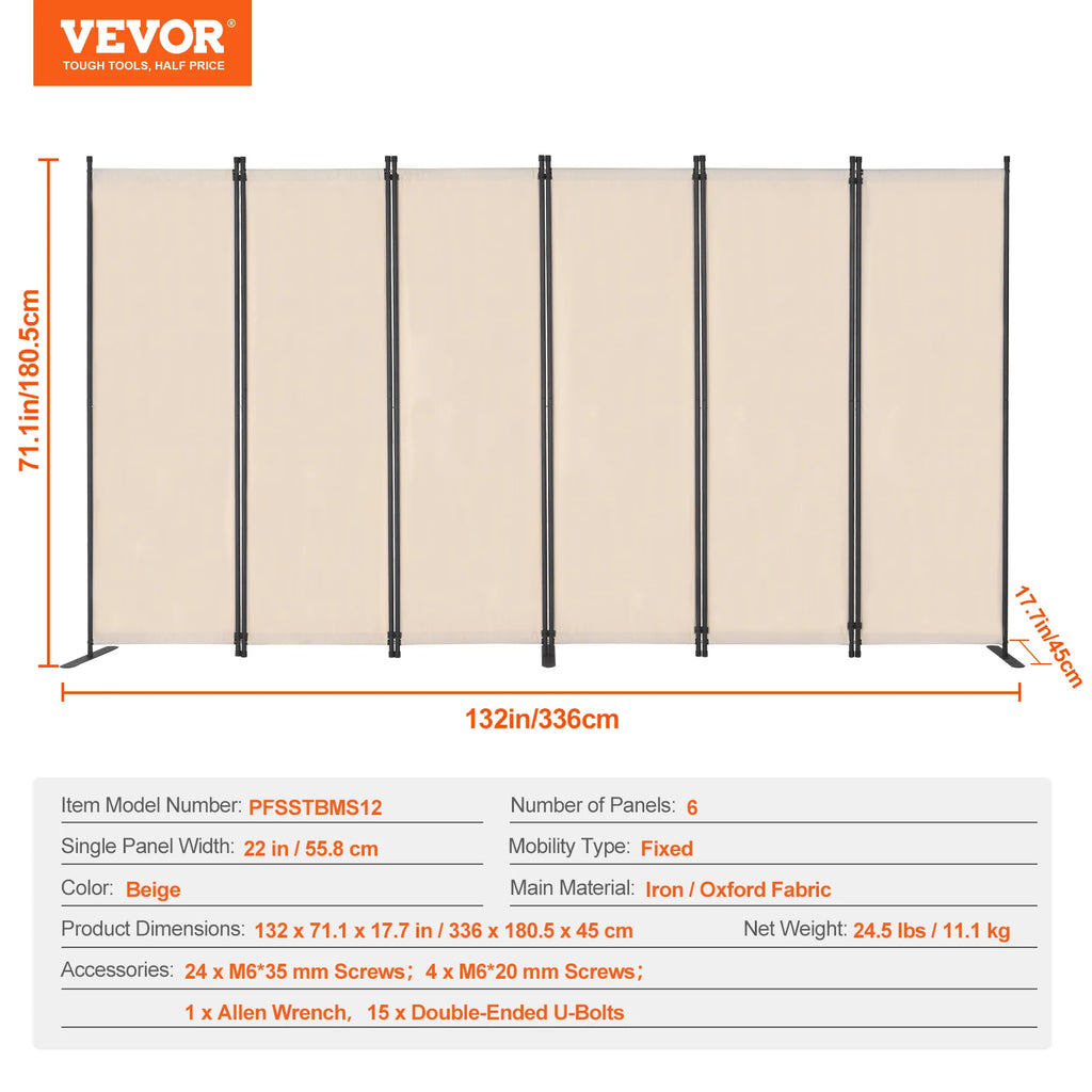 VEVOR 3/4/6 Panel Room Divider Folding Privacy Screen and Portable Freestanding Room Partitions for Office Bedroom Study Hotel