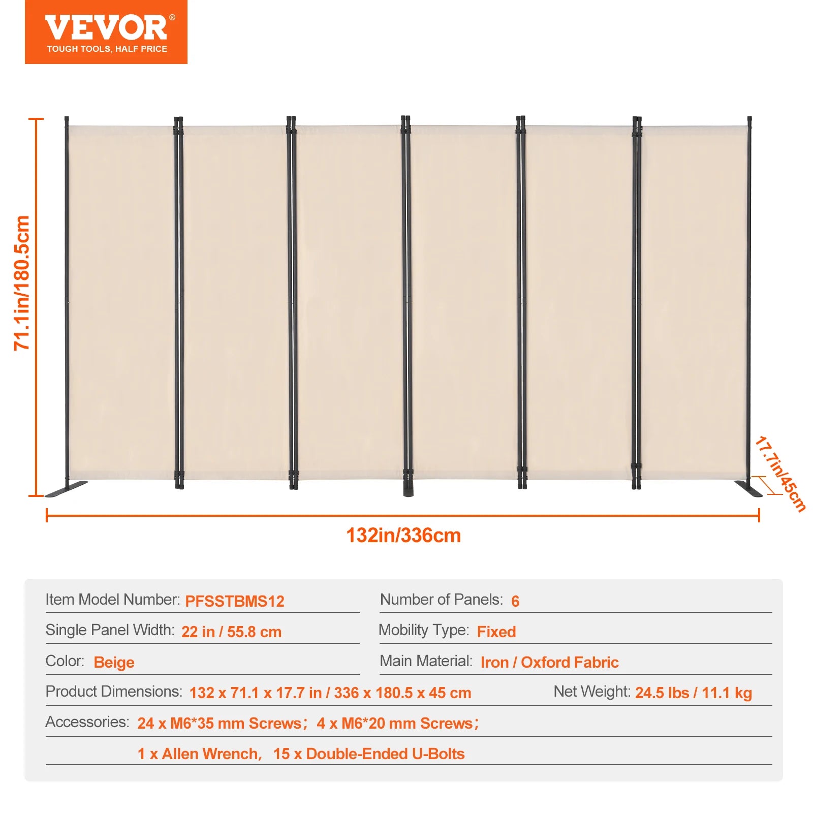 VEVOR 3/4/6 Panel Room Divider Folding Privacy Screen and Portable Freestanding Room Partitions for Office Bedroom Study Hotel