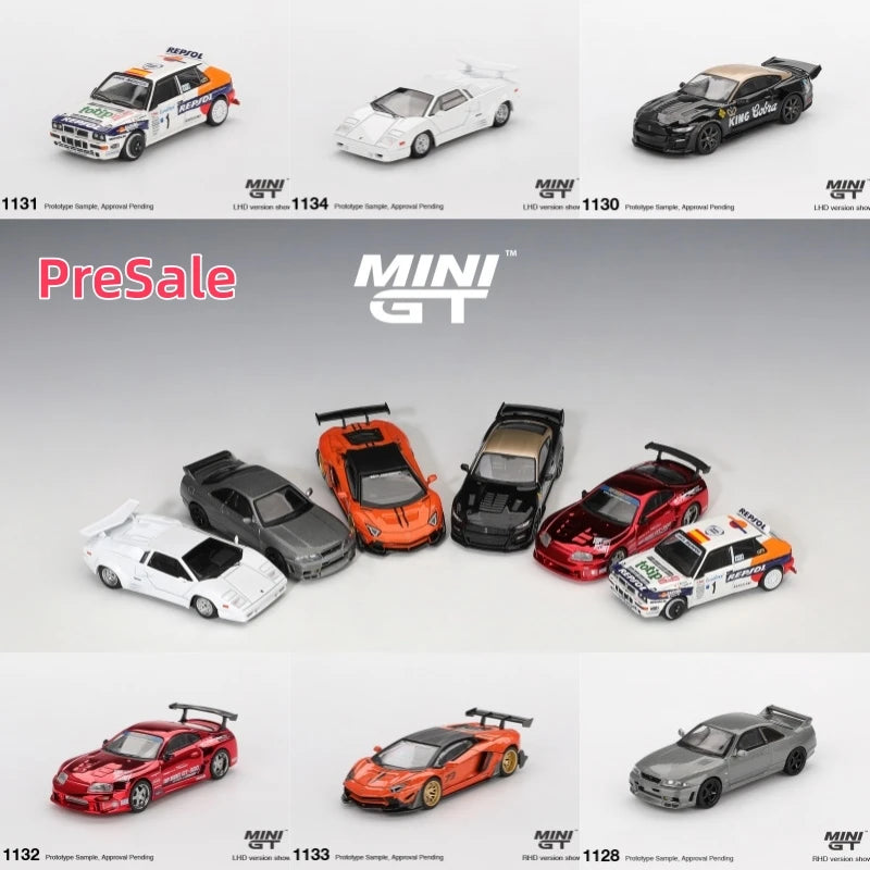 [PreSale] MINI GT 1:64 Skyline Shelby GT500 Delta HF Supra A80 TopSecret GT-300 Aventador Countach 25th Diecast Model Car