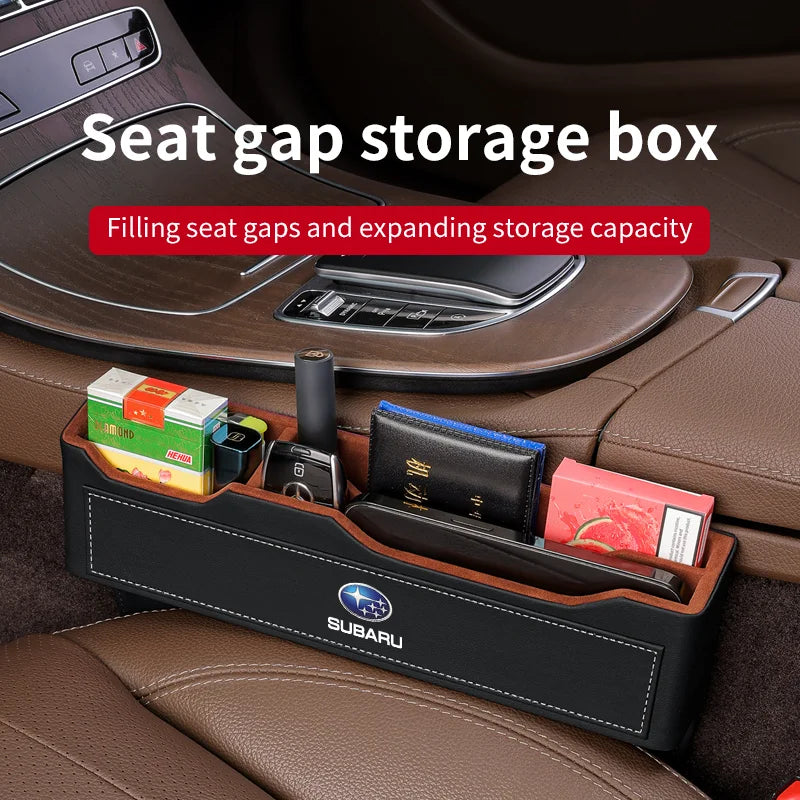 For Subaru Brz Ascent Forester Impreza Legacy Outback WRX XV Car Sewn Seat Gap Crevice Slot Leather Storage Box Auto Accessories