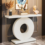 LITTLE TREE Modern Console Table with Geometric Base, Wood Entryway Table Sofa Table Narrow Long, Contemporary Accent Table