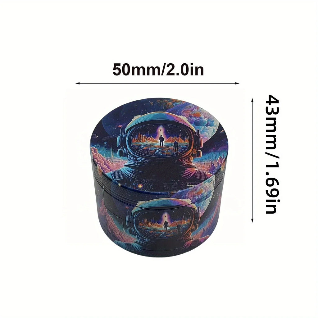 50mm Metal Astronaut Herb Grinder 4-Layer Spice Mill Mortar Raw Grass Tobacco Grinder Kitchen Tool Cigarette Smoking Accessories
