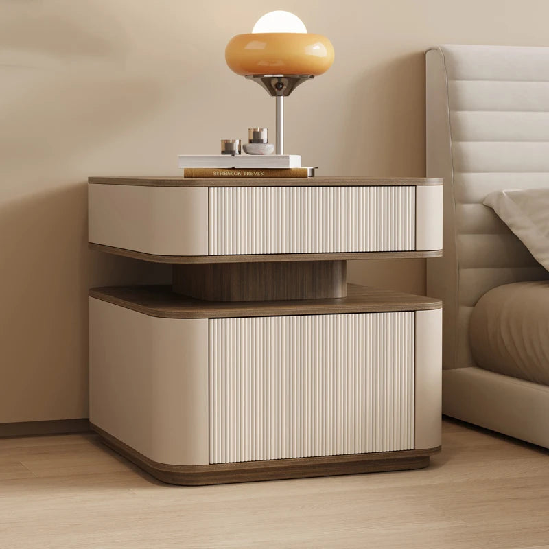 Minimalist Modern Aesthetic Bedside Table With Drawers Design Storage Nightstand Space Saving Mesa De Noche Bedroom Furniture