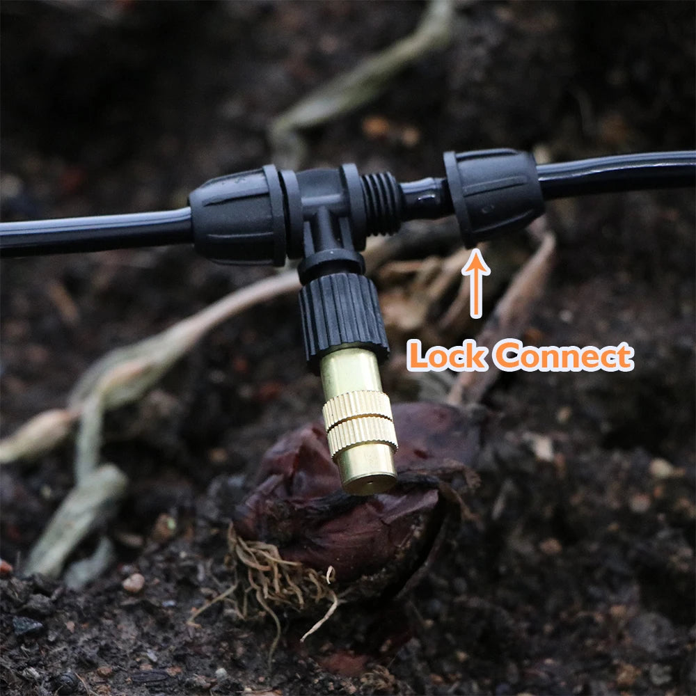 10/20/30M Garden 1/4" Hose Brass Nozzle Atomize Spray System for Summer Balcony Greenhouse Lawn Misting Cooling Irrigation Kit