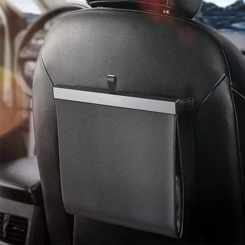 Car Backseat Hanging Garbage Bin PU Leather Vehicle Garbage Organizer Foldable Trash Can Car supplies For Car SUV Truck