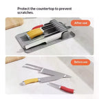 Silicone Knives Organizer Kitchen Knife Holder Detachable Cutlery Anti Slip Pad 10 Slots Knives Holder Home Kitchen Accessories